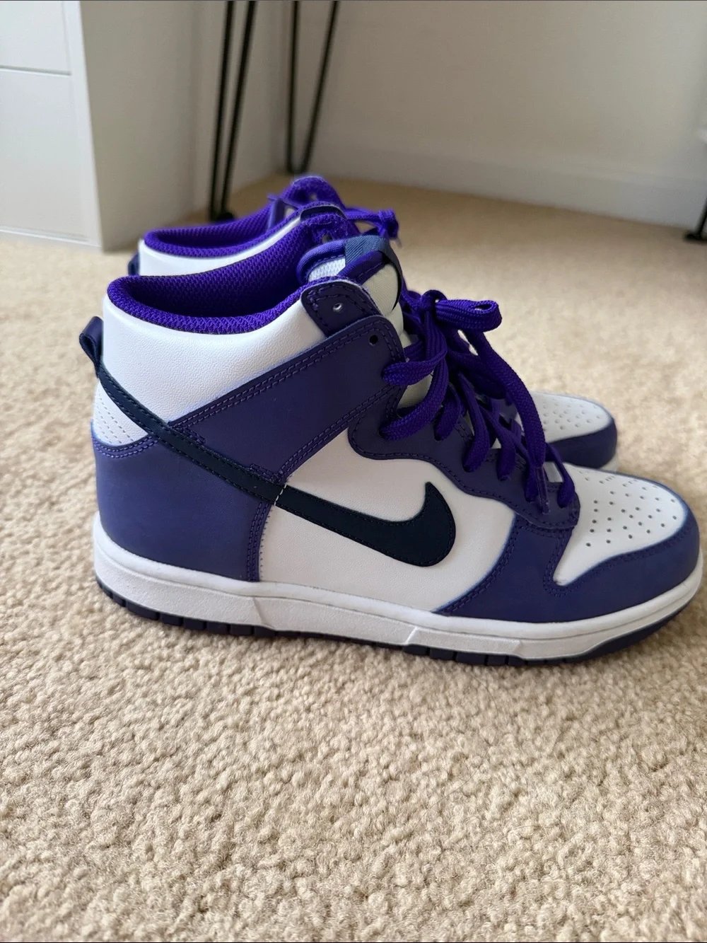 Nike Dunk High GS Purple and White High-Top Sneakers